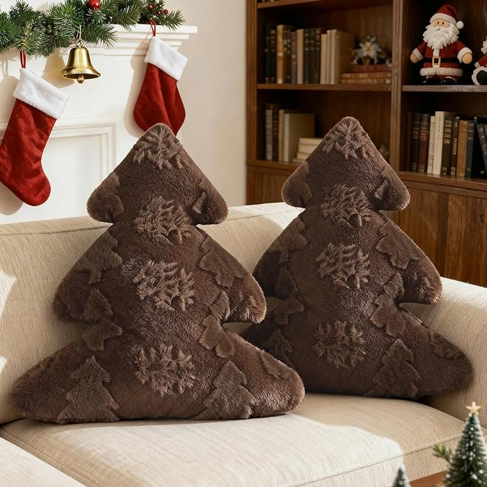 Lanpn Christmas Tree Pillows Set of 2, Snowflake & Tree Christmas Decoration Winter Soft Cute 3D ... | Amazon (US)