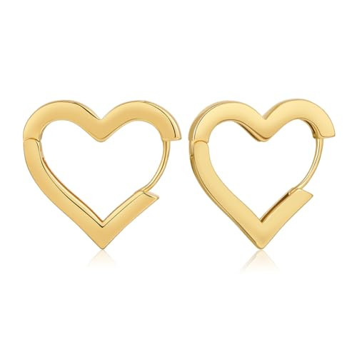 Gold Heart Hoop Earrings for Women, Minimalist Gold Hoop Huggies Earring for Women Present | Amazon (US)