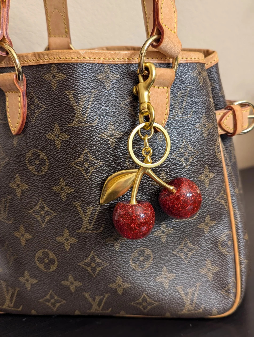 Cherry Bag Charm Keychain-red Cherries & Gold Purse Charm-double Cherry Charm for Backpack or Pur... | Etsy (US)