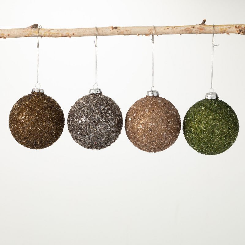 Encrusted Ball Ornament Multicolor 4"H Glass Set of 4 | Target