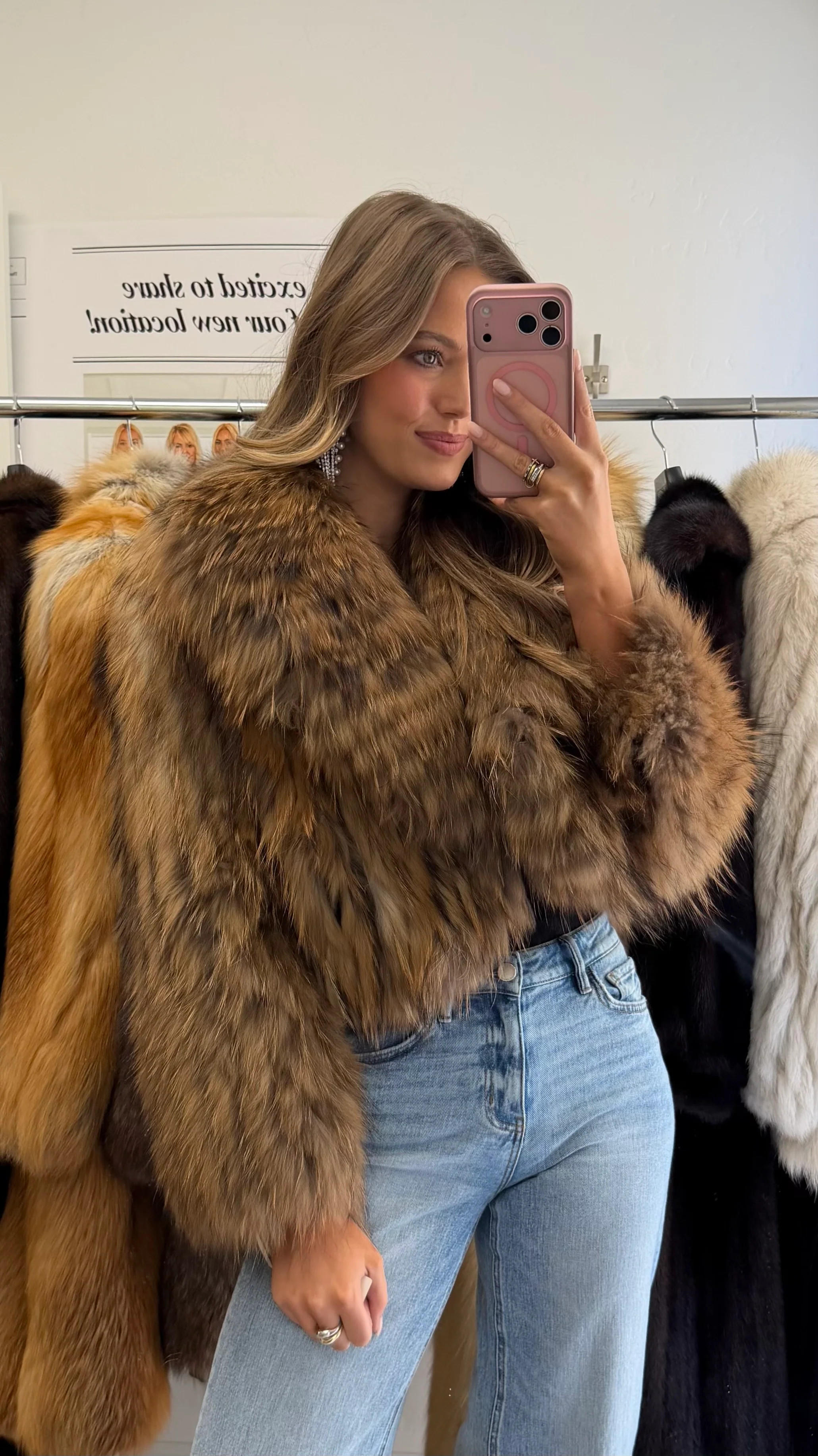 #26 Vintage Dyed Brown Cropped Raccoon Fur Jacket | Glitzy Bella