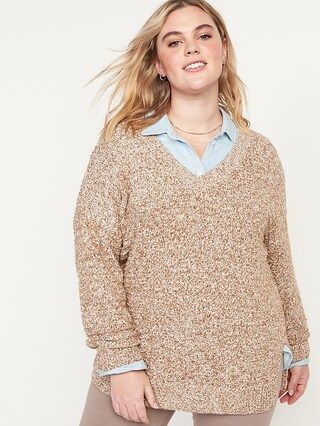 Long-Sleeve Marled Textured-Knit Tunic Sweater for Women | Old Navy (US)