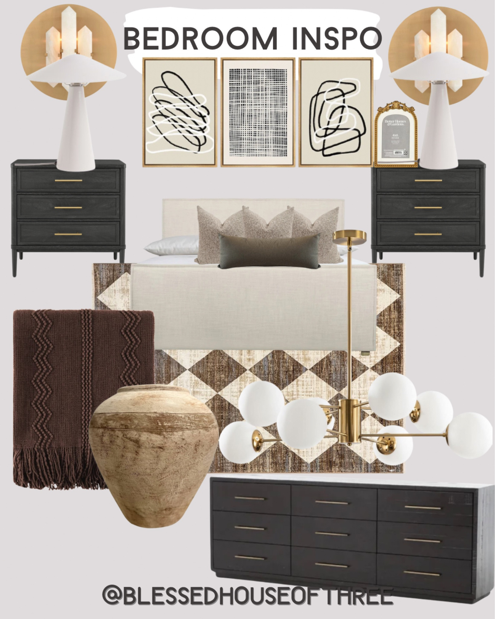 Love this bedroom inspiration 

Nightstands / dresser / chandelier/ wall sconce / table lamp / wall art / checkered rug / throw blanket / 

#LTKsalealert #LTKhome #LTKstyletip