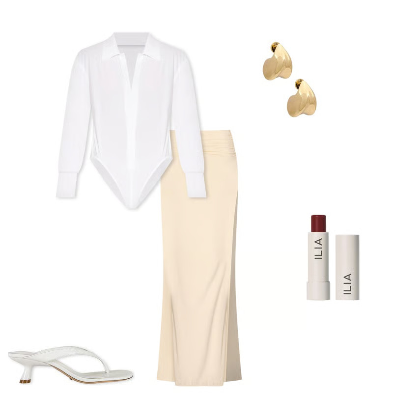 x REVOLVE NK Shirt Bodysuit in Snow White | Revolve Clothing (Global)