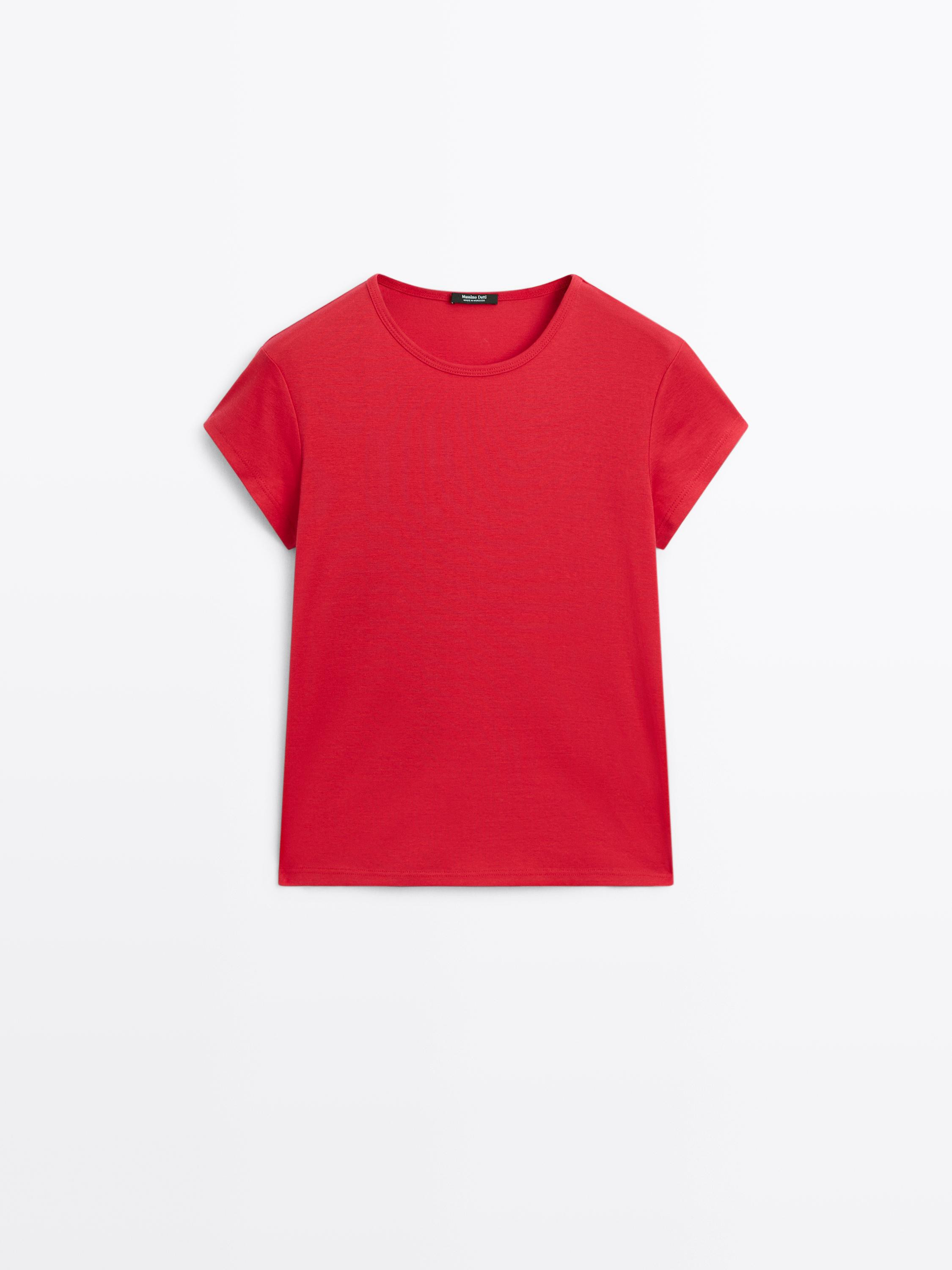 100% mercerised cotton short sleeve T-shirt | Massimo Dutti UK