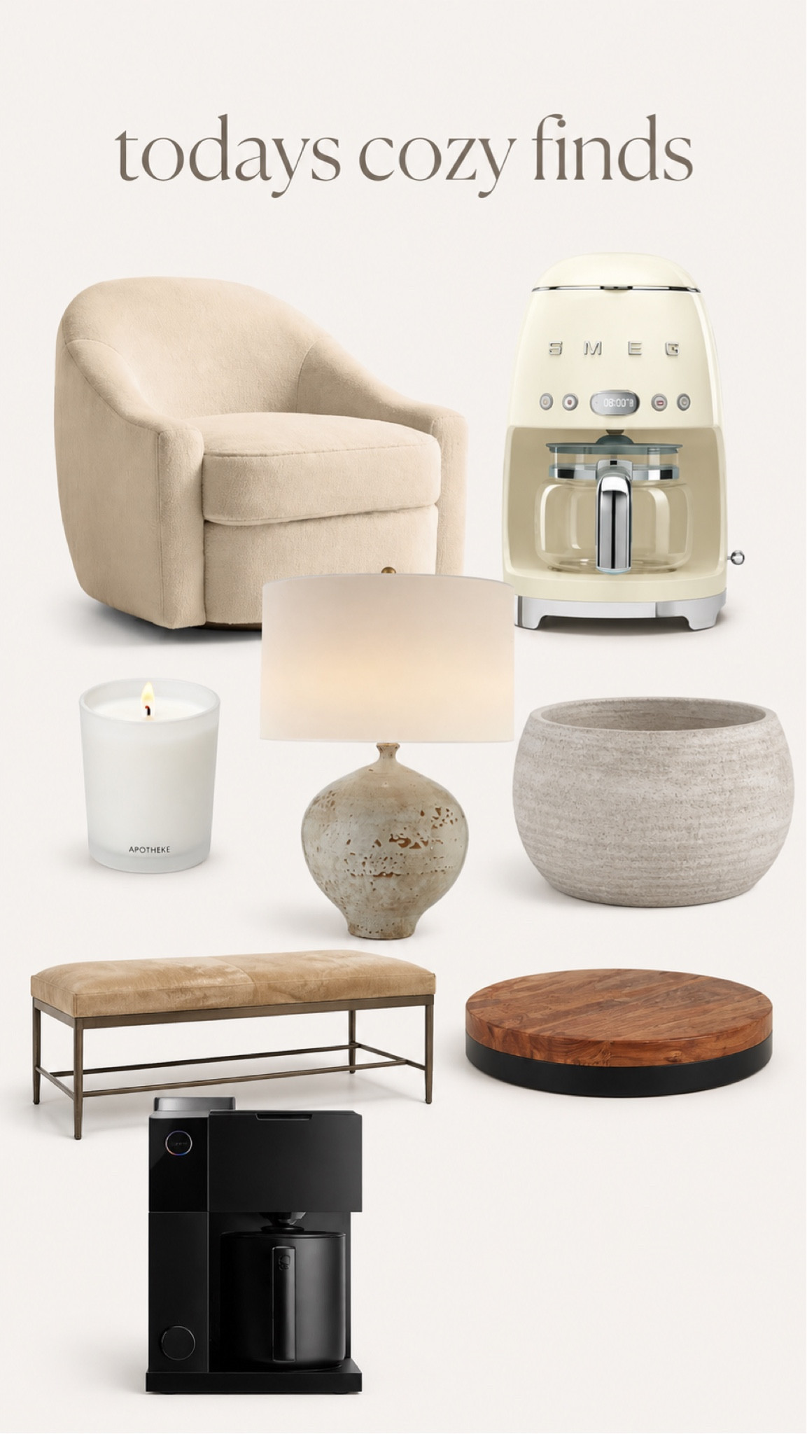 Cozy Neutral Finds I’m Loving

The cozy neutral pieces I keep reaching for right now. Soft textures, warm tones, and that elevated, collected feel without overdoing it. This mix leans high-end but still feels livable and layered.

From the statement chair to the chic coffee maker and the prettiest textured lamp, these are the pieces that instantly make a space feel calm and pulled together.

Everything is linked for easy shopping.

#LTKHome #LTKSaleAlert