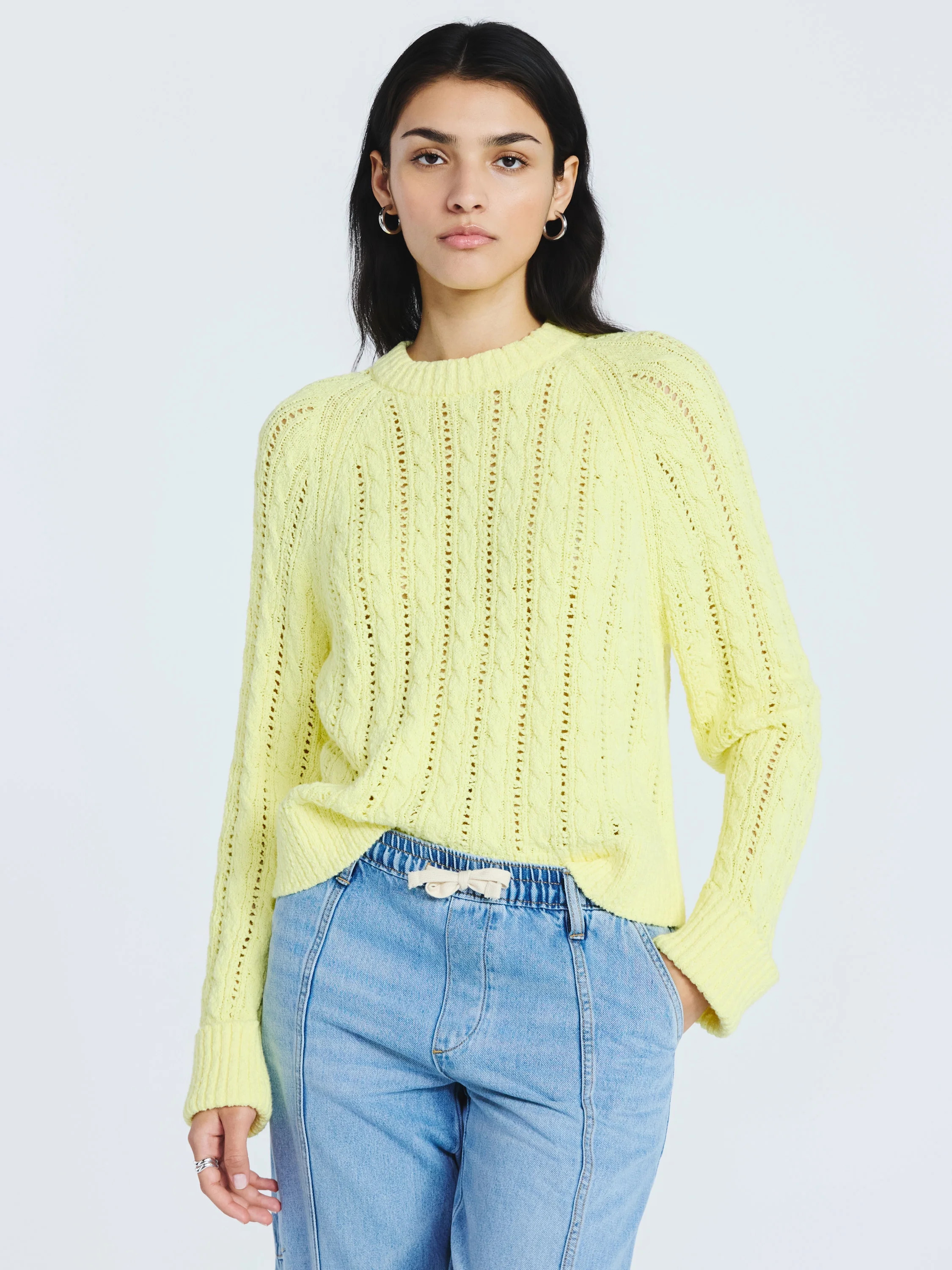 Scoop Women's and Women's Plus Cable Knit Raglan Sweater, Midweight, Sizes XS-XXL | Walmart (US)