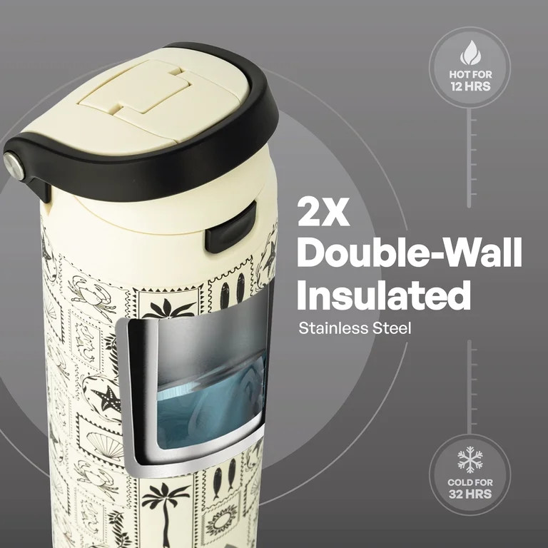 TAL 24oz Stainless Steel 2-in-1 Water Bottle with Straw and Chug Lid, Shell | Walmart (US)