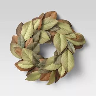20" Artificial Faux Magnolia Wreath - Threshold™ | Target