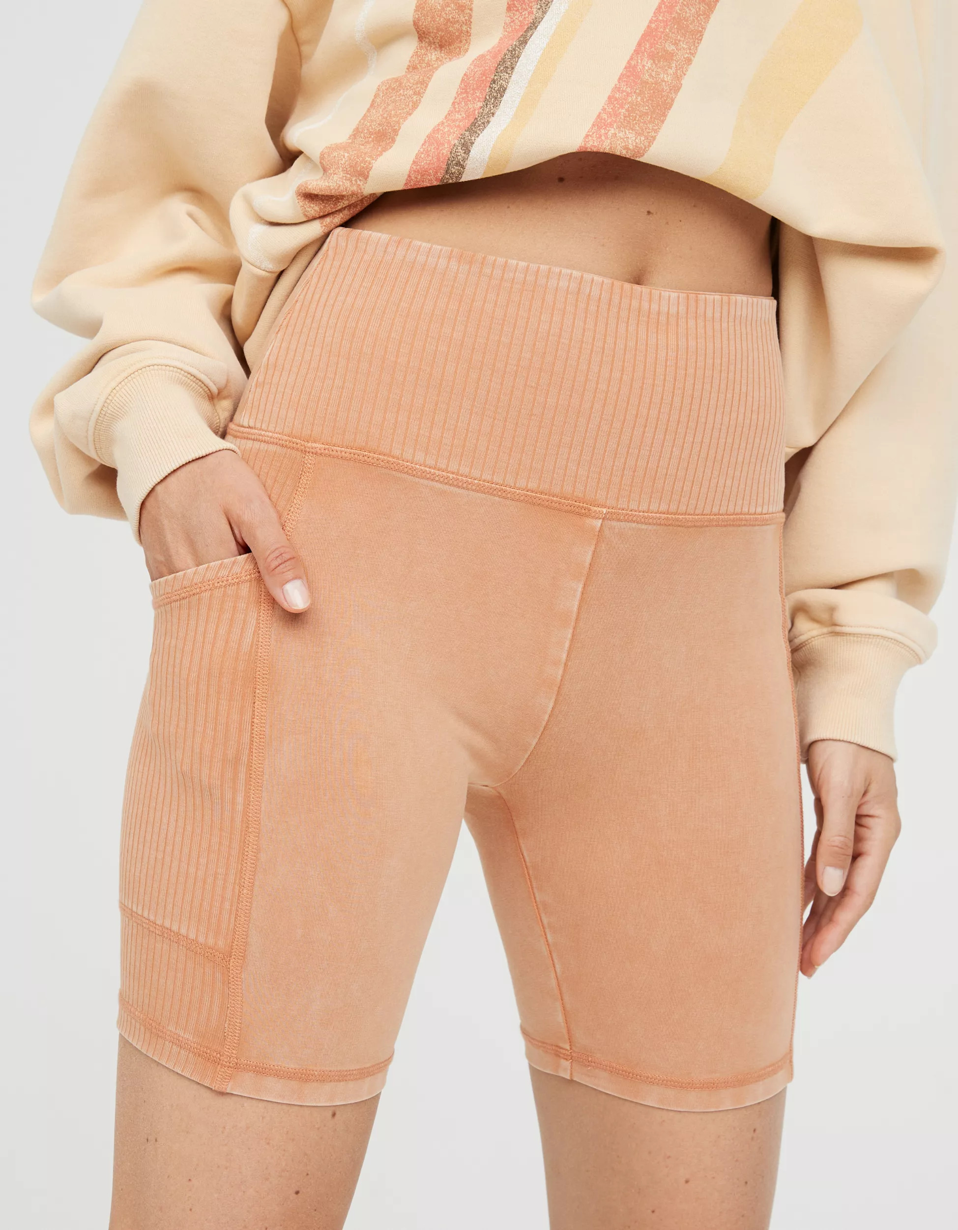OFFLINE OG Ribbed High Waisted Pocket 7" Bike Short | American Eagle Outfitters (US & CA)