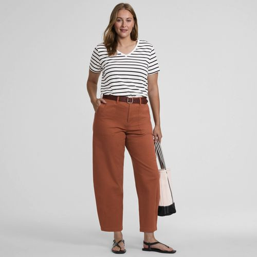Women's Petite Chino High Rise Barrel Leg Utility Ankle Pants - Lands' End - Green - 10 | Lands' End (US)