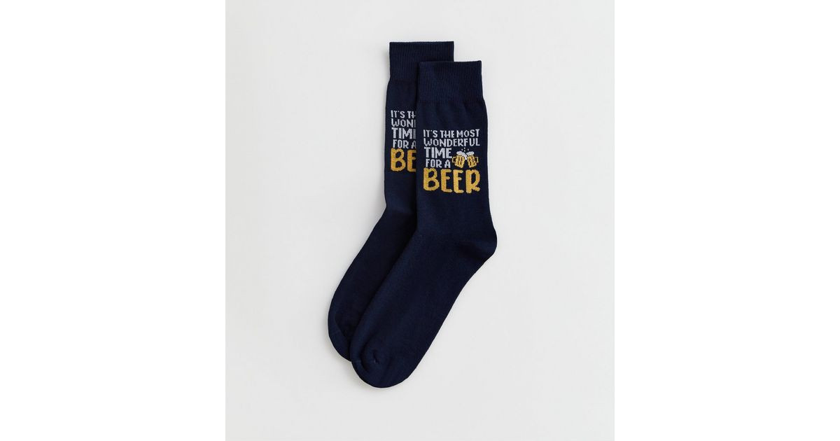 Black Wonderful Beer Logo Socks | New Look | New Look (UK)