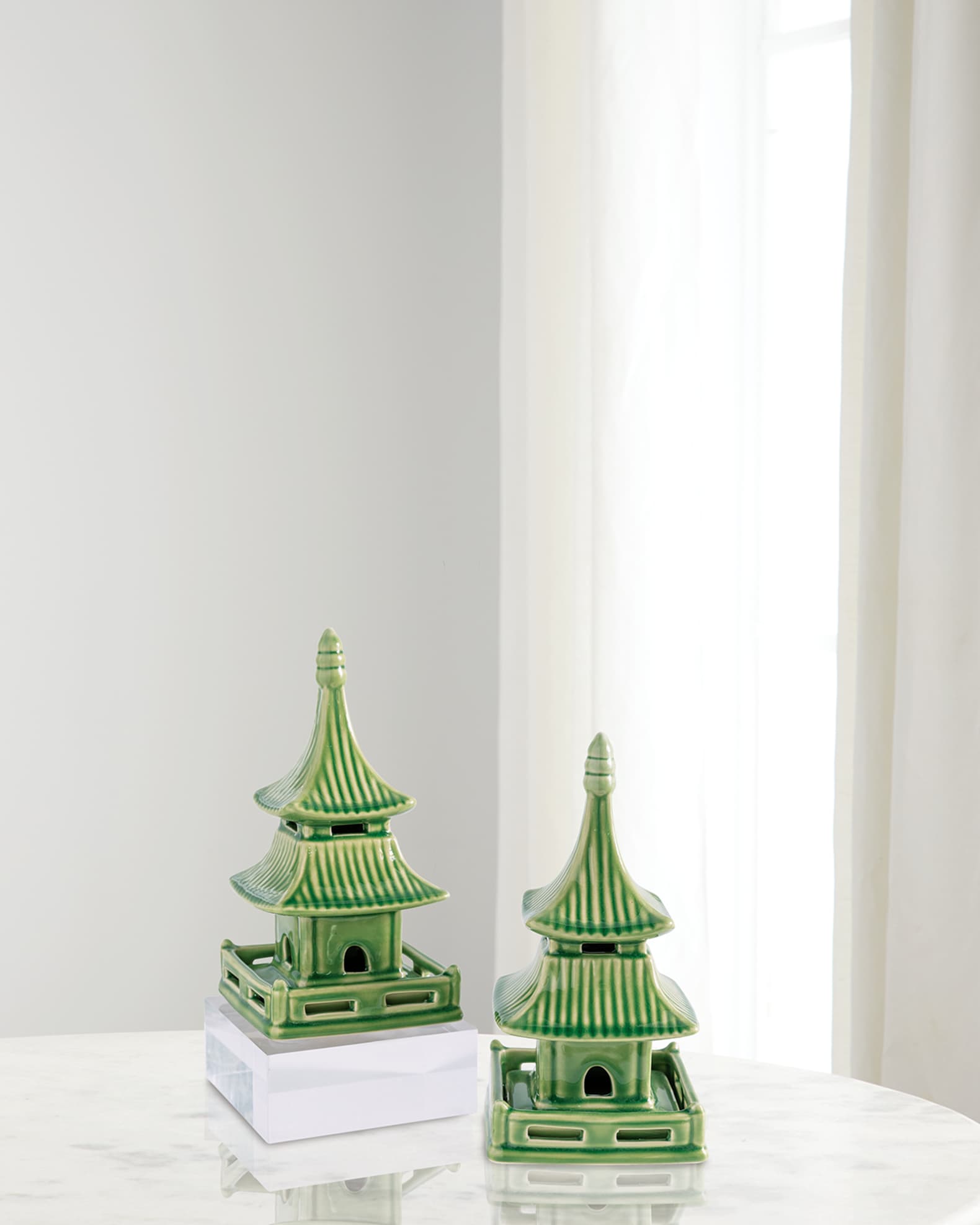 Green Short Pagoda Table Accents, Set of 2 | Neiman Marcus