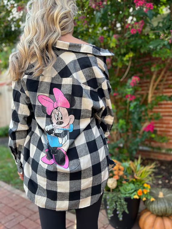Minnie Mouse Plaid Flannel, Disney Flannel, Minnie Long Sleeve Shirt, Disney Shirt | Etsy (US)