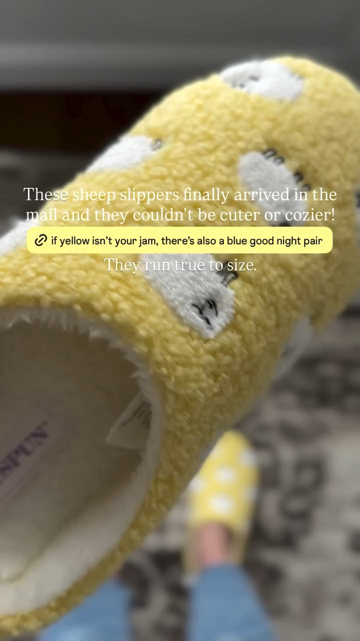 These sheep slippers finally arrived in the mail and they couldn’t be cuter or cozier! They run true to size.