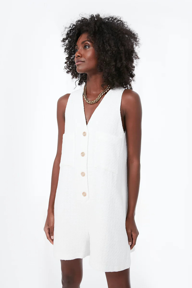 White Textured Myla Romper 
                Pomander Place | Tuckernuck (US)