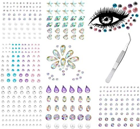 PLOMFOV Face Jewels for Glitter Makeup for Women Face Gems Stick On Rhinestones for Eyes Self-Adh... | Amazon (US)