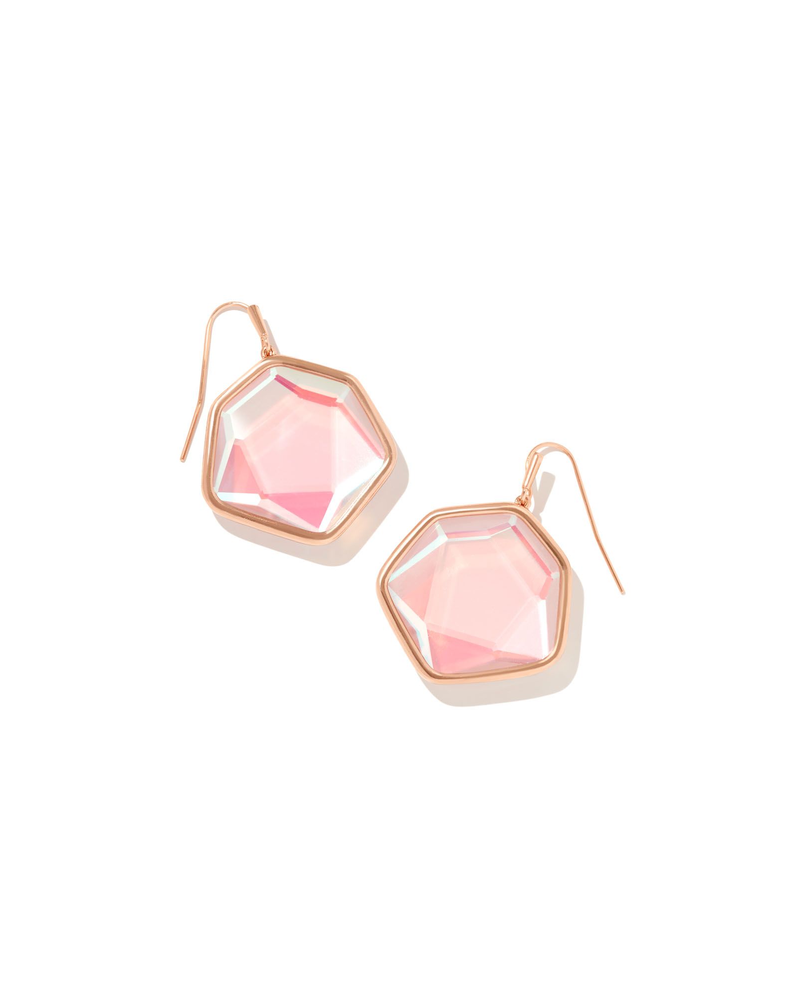 Vanessa Rose Gold Drop Earrings in Blush Dichroic Glass | Kendra Scott