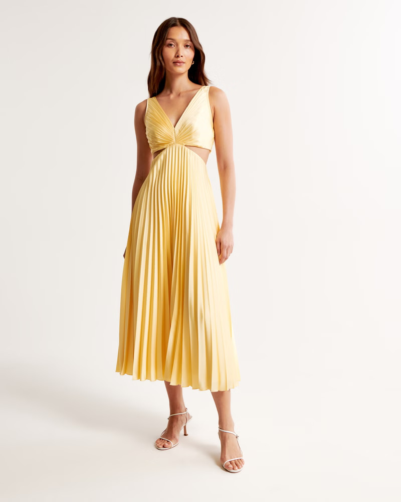 The A&F Giselle Pleated Cutout Maxi Dress | Abercrombie & Fitch (US)