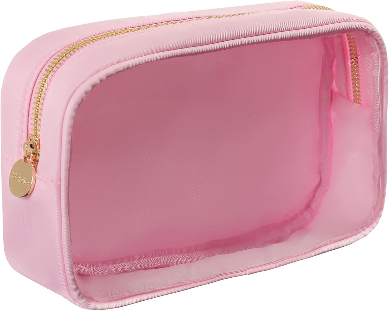 Medium Preppy Transparent Makeup Pouch Women Travel Clear TPU and Nylon Cosmetic Pouch (Medium, P... | Amazon (US)