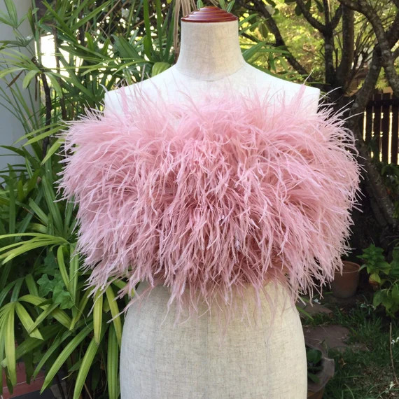 SGinstar Gina nude pink feather top,Ostrich feathers top,Feather cocktail top,Custom tank top | Etsy (US)