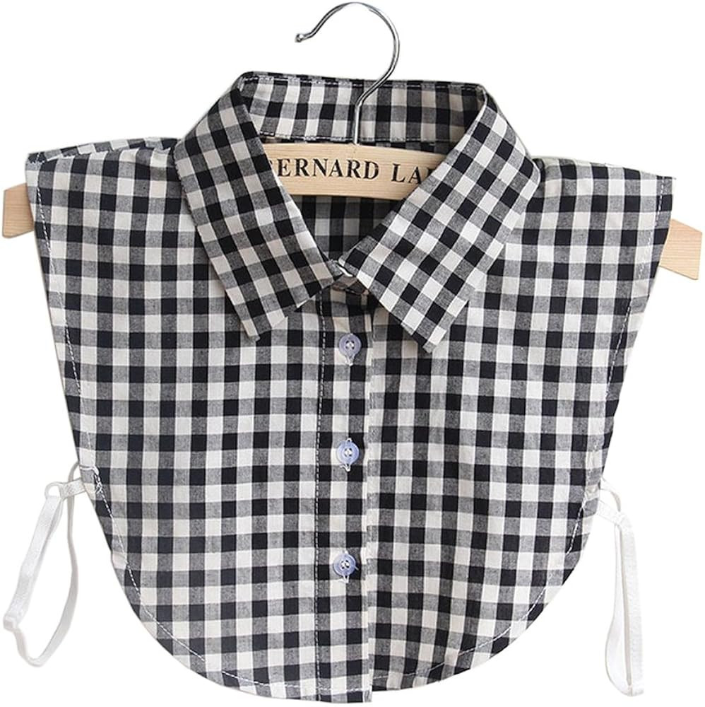 Vpang Women's Stylish Detachable Half Shirt Blouse False Collar Plaid Shirt Dickey | Amazon (US)
