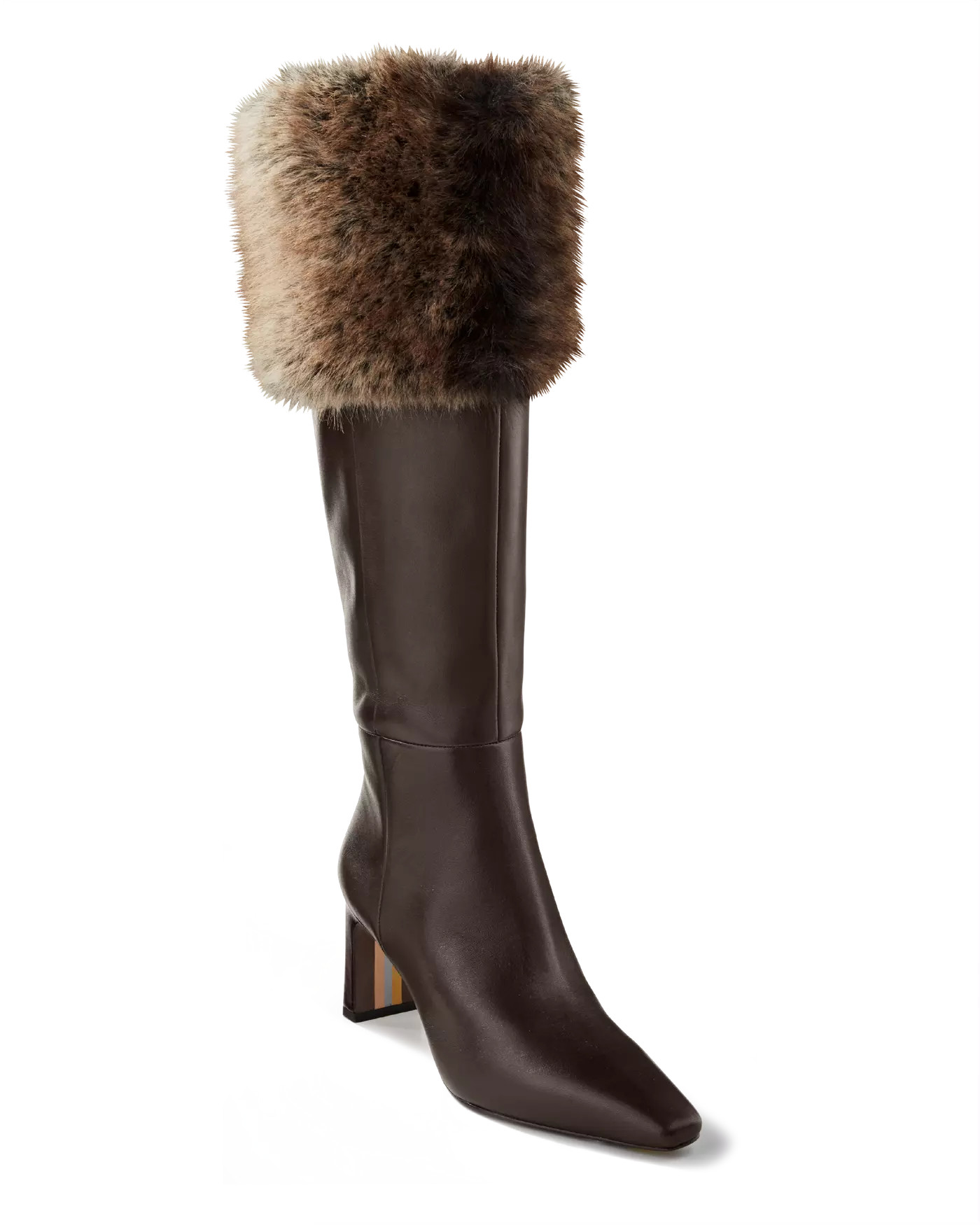 Faux-Fur Chic Knee-High Boot - Brown | Boston Proper | Boston Proper