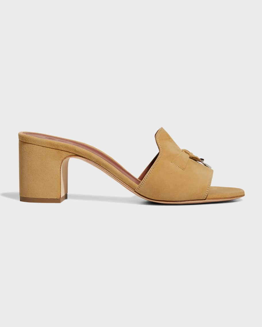 Loro Piana Suede Charm Slide Mules | Neiman Marcus