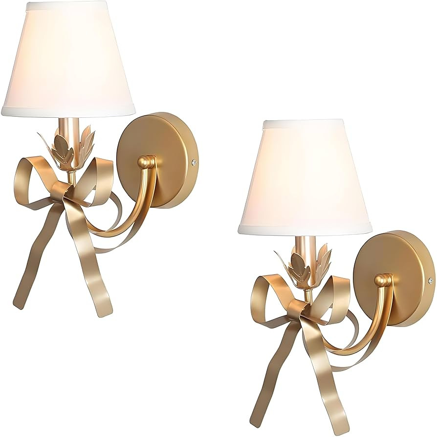 Bedside Wall Mount Light, Modern Wall Sconce Lights Fabric Shade Creative Bow Wall Lamps Perfect ... | Amazon (US)