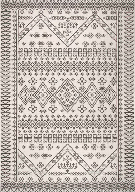 Ivory Diamond Bordered Indoor/Outdoor Area Rug | Rugs USA