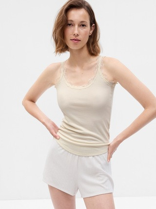 Mini Rib Lace PJ Tank Top | Gap (US)