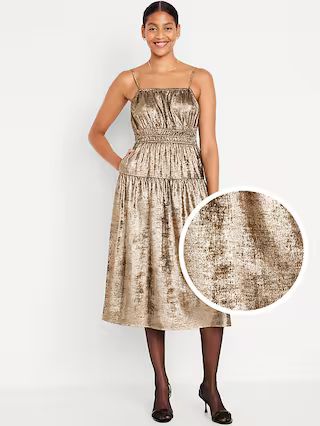 Waist-Defined Cami Shine Midi Dress for Women | Old Navy (US)