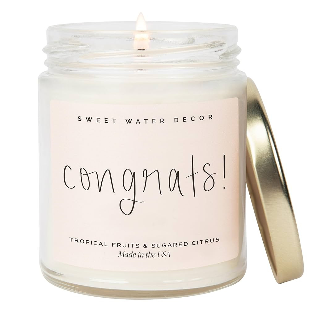 Sweet Water Decor, Congrats! Candle - New Job, Engagement, Graduation Gift - Tropical Fruits and ... | Amazon (US)