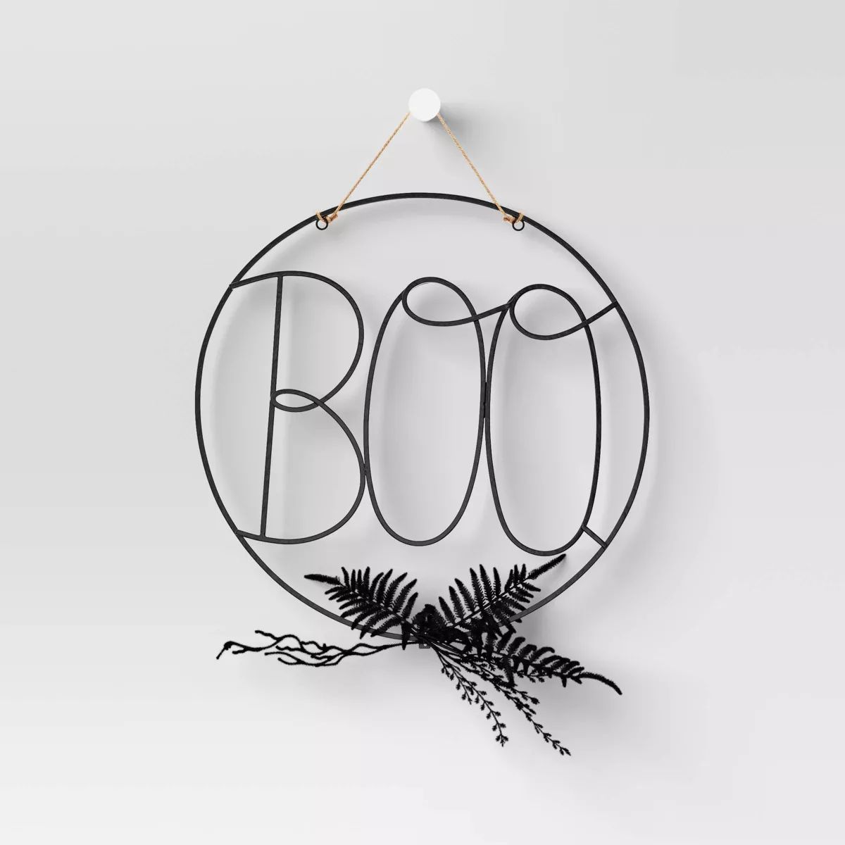 17" Wire Halloween Hoop Wreath BOO - Hyde & EEK! Boutique™: Indoor Decorative Artificial Grass ... | Target