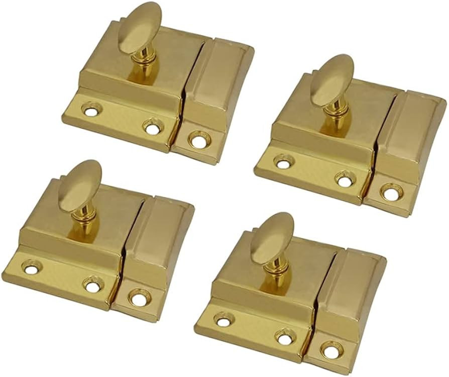 QCAA Oval Turn Cabinet Latch, for Cupboard & Other Furniture, Large, Brass Plated, 4 Pack | Amazon (US)