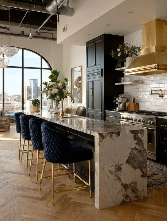 A luxury kitchen doesn’t start with a full renovation… it starts with the right swaps.

If your island feels a little flat, this is your upgrade formula:

Velvet seating.
Gold accents.
And intentional contrast.

Those deep navy (or black) velvet stools instantly add richness, while the gold legs echo beautifully with a gold faucet and hardware. It’s this repetition that creates that designer, pulled-together look.

And here’s the best part—you don’t need to change everything.

Start small:
Swap the stools.
Update the faucet.
Add gold hardware.

If you want to take it further, layer in a statement hood or cabinetry. But even just those first two steps can completely transform your kitchen.

This is how simple upgrades create high-end impact.

Explore our curated edit of velvet counter stools, gold faucets, cabinet hardware, and optional statement hoods—all in multiple styles and options, linked below to help you recreate this look.

#KitchenUpgrade #LuxuryKitchenStyle #ModernClassicHome 

 #LTKHome