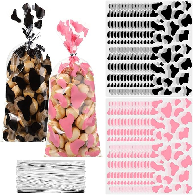 100 Pcs Cow Print Goodie Bags Cow Party Favors Treat Bags Cellophane Gift Bags with Twist Ties fo... | Amazon (US)