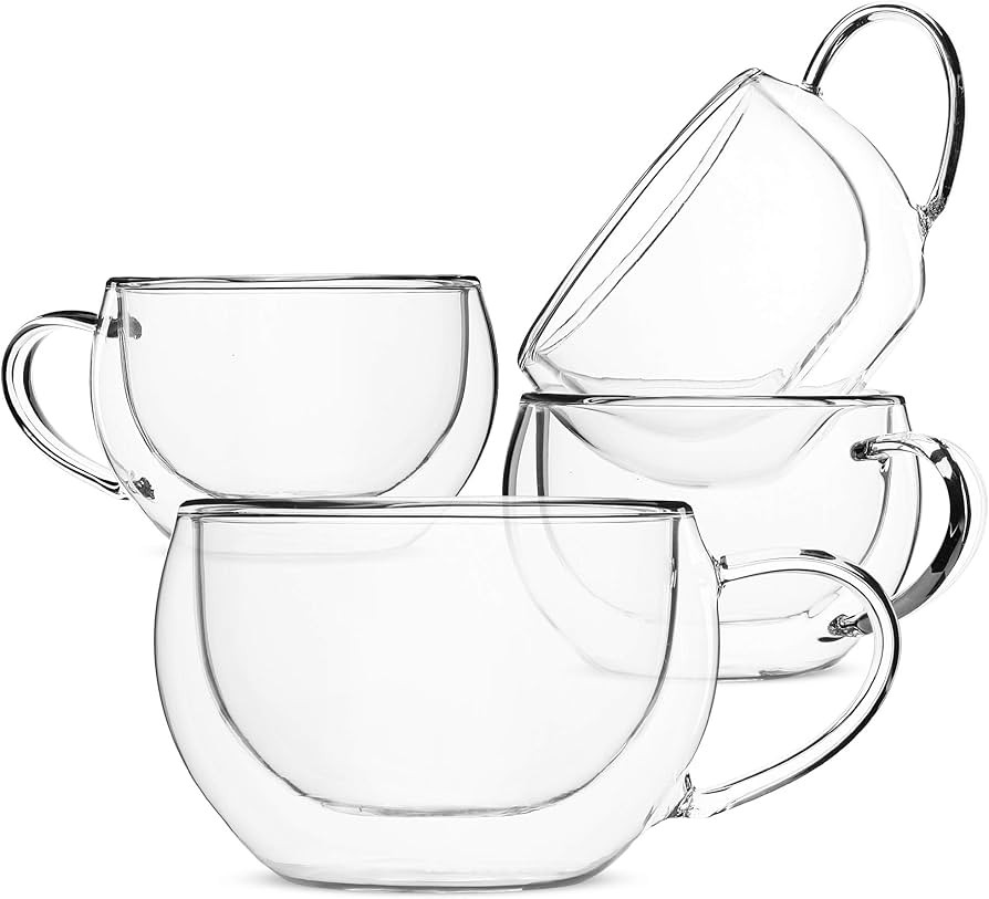 BTaT- Insulated Espresso Cups, Glass Tea Cups, Set of 4 (6 oz, 180 ml), Glass Coffee Mugs, Espres... | Amazon (US)