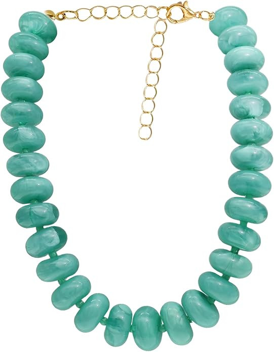 JNF Chunky Big Beaded Necklace for Women Colorful Large Beads Choker Necklaces Boho Statement Bea... | Amazon (US)