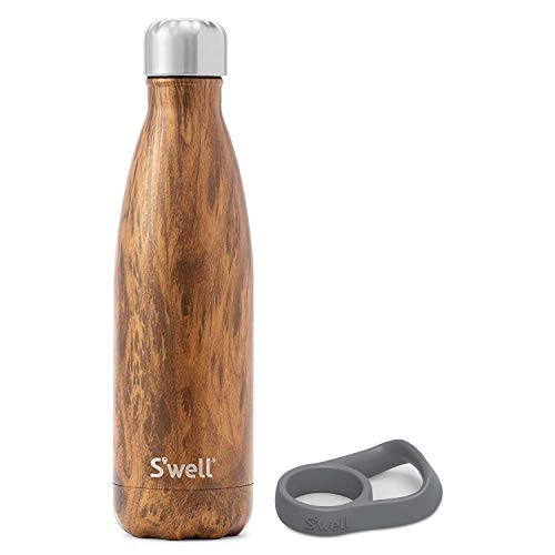 S'well Stainless Steel Water Bottle With Travel Handle - 17 Fl Oz - Teakwood - Triple-Layered Vacuum-Insulated Containers Keeps Drinks Cold for 41 Hours and Hot for 18 - with No Condensation | Amazon (US)