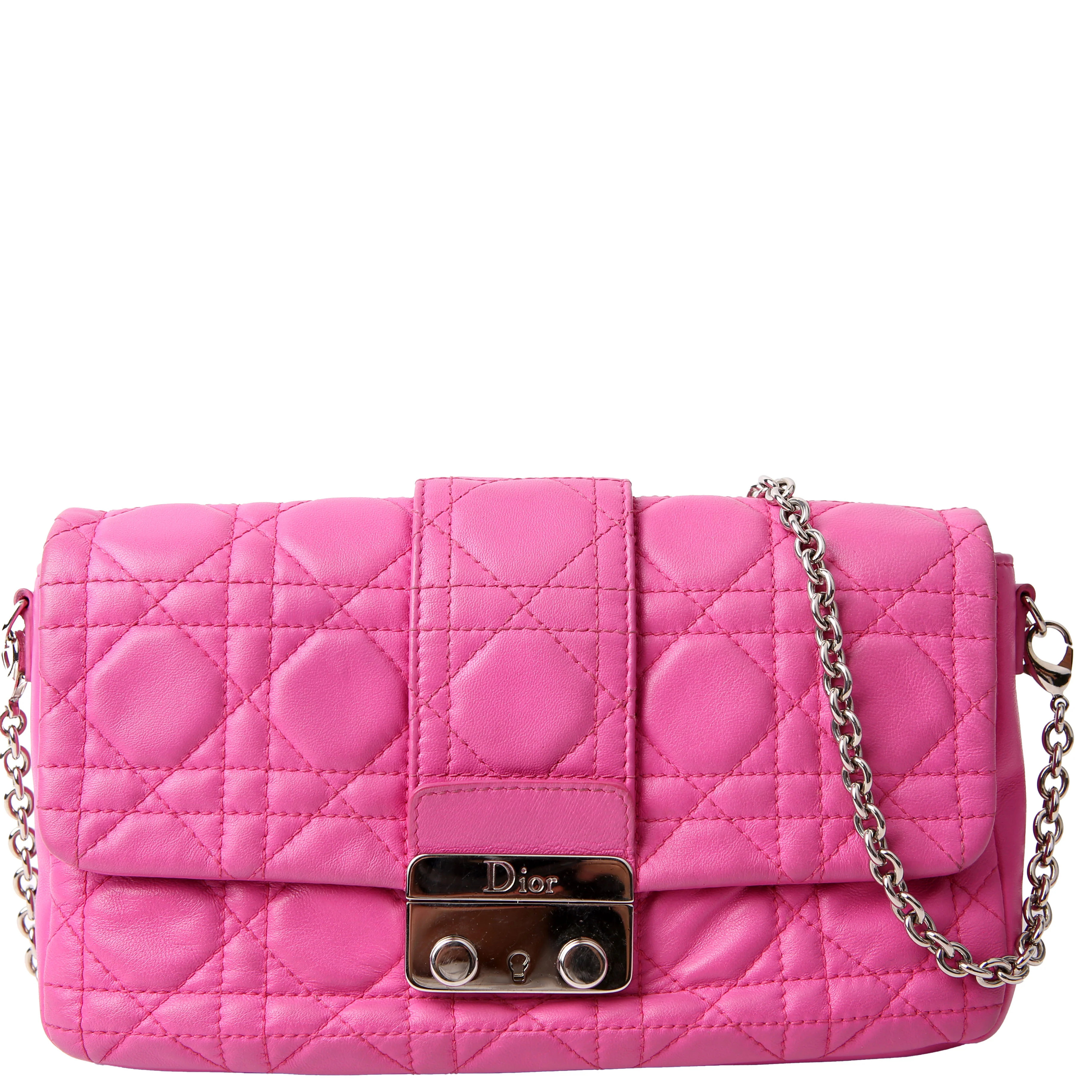 New Lock Pouch Cannage Lambskin Pink | Keeks Designer Handbags