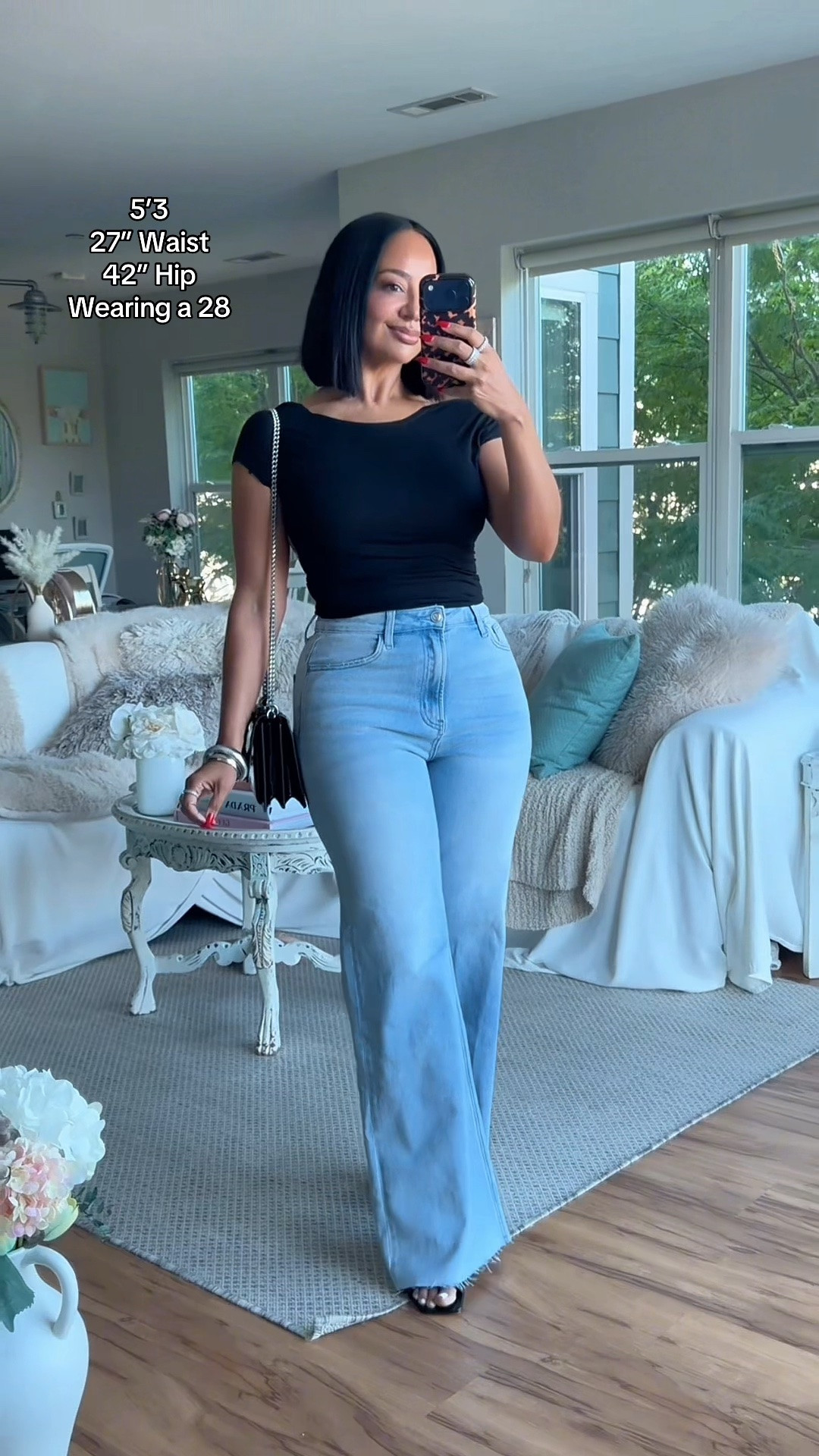 Must have super stretch wide leg jeans. High waist, raw hem and come in several color washes! 

WHERE TO WEAR IT: Anywhere
STRETCH: Yes
TRUE TO SIZE: Yes
OVERALL FIT: Slim
PETITE FRIENDLY: Yes

Sizing ⬇️
5’3 
Bust: 32DD
Waist: 27”
Hips: 42”
Wearing Size 28

Make sure you download the ✨FREE✨ LTK app and follow me @heyrissyrozay for all my style and beauty finds 🫶🏽

over 40 outfit ideas
petite curvy outfits

#LTKootd #LTKPetite #LTKOver40