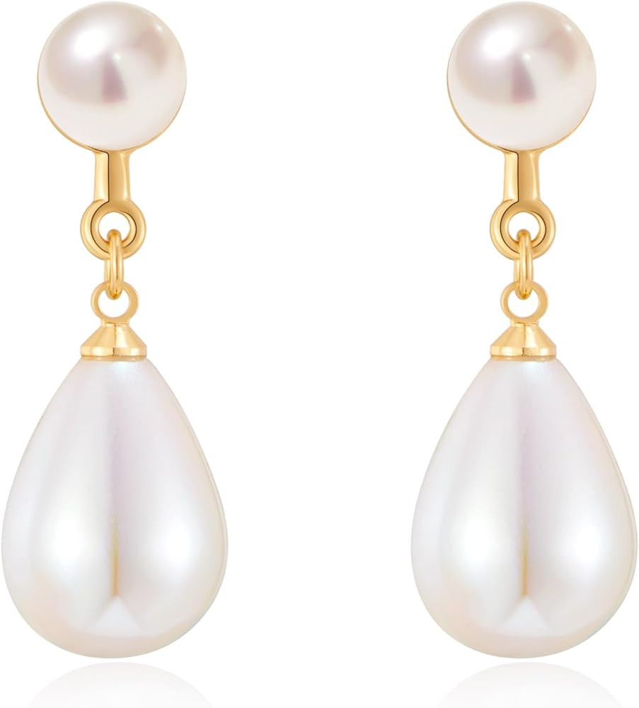 Pearl Dangle Earrings for Women Trendy Dainty Teardrop Earrings Lightweight Wedding Earrings Jewe... | Amazon (US)