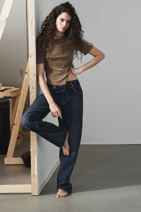 TRF LOW WAIST BAGGY TAPERED JEANS | Zara US