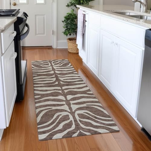 Addison Rugs Mayfield AMF1042 Brown 2'3" x 7'6" Indoor Premium Machine Washable Rug, Silky Soft, ... | Amazon (US)