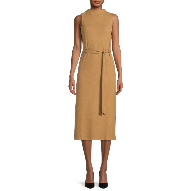 Time and Tru Women's Sleeveless Mock Neck Knit Dress | Walmart (US)