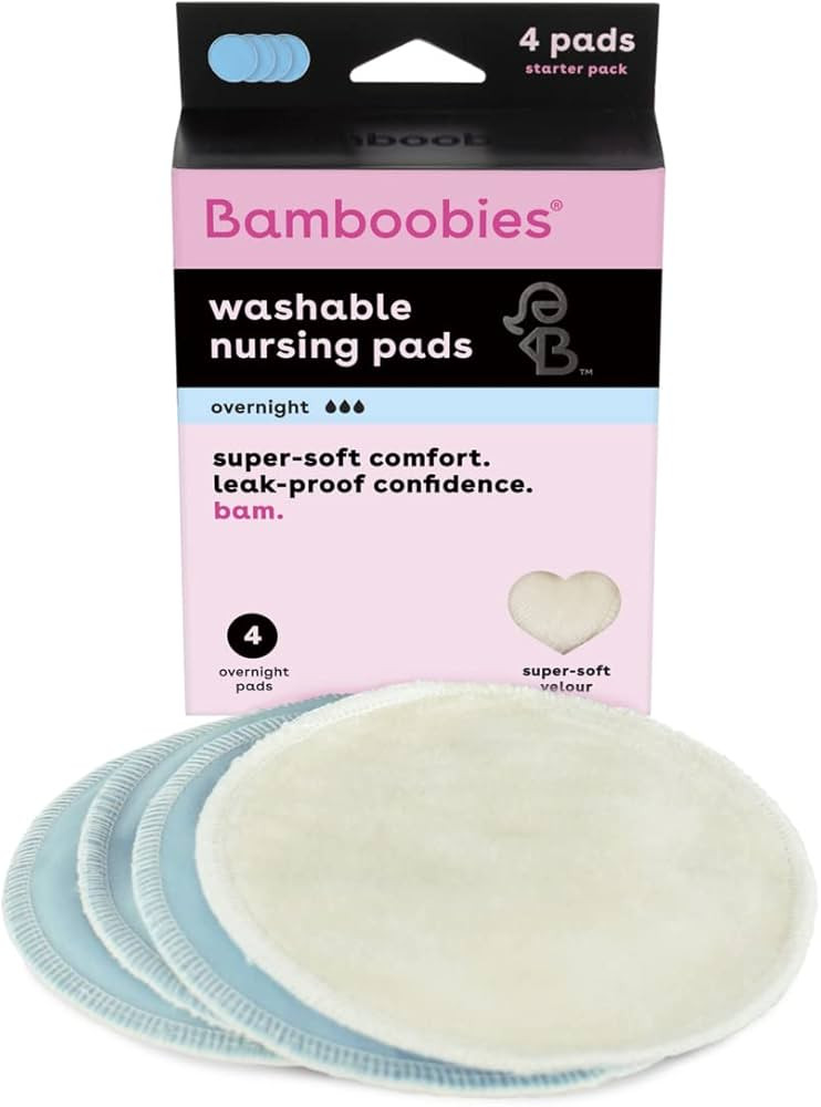 Bamboobies Reusable & Washable, Ultra-Absorbent Overnight Nursing Pads for Breastfeeding, Super S... | Amazon (US)