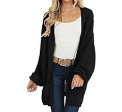 MEROKEETY Women's 2023 Fall Open Front Chunky Knit Sweater Oversized Lantern Sleeve Cardigan Outw... | Amazon (US)