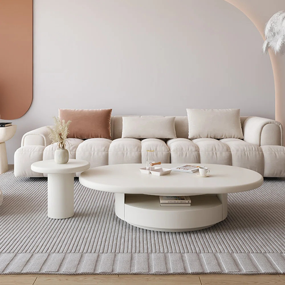 Cloud velvet cream style solid wood coffee table | Wayfair North America