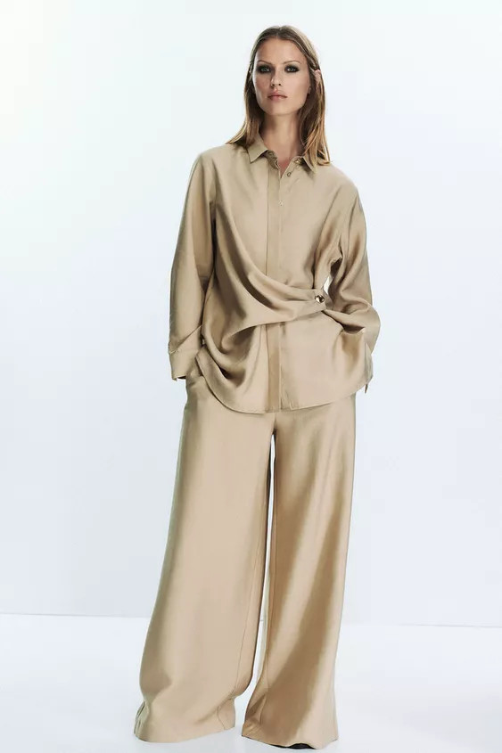 GOLD BUTTON WRAP SHIRT | Zara US